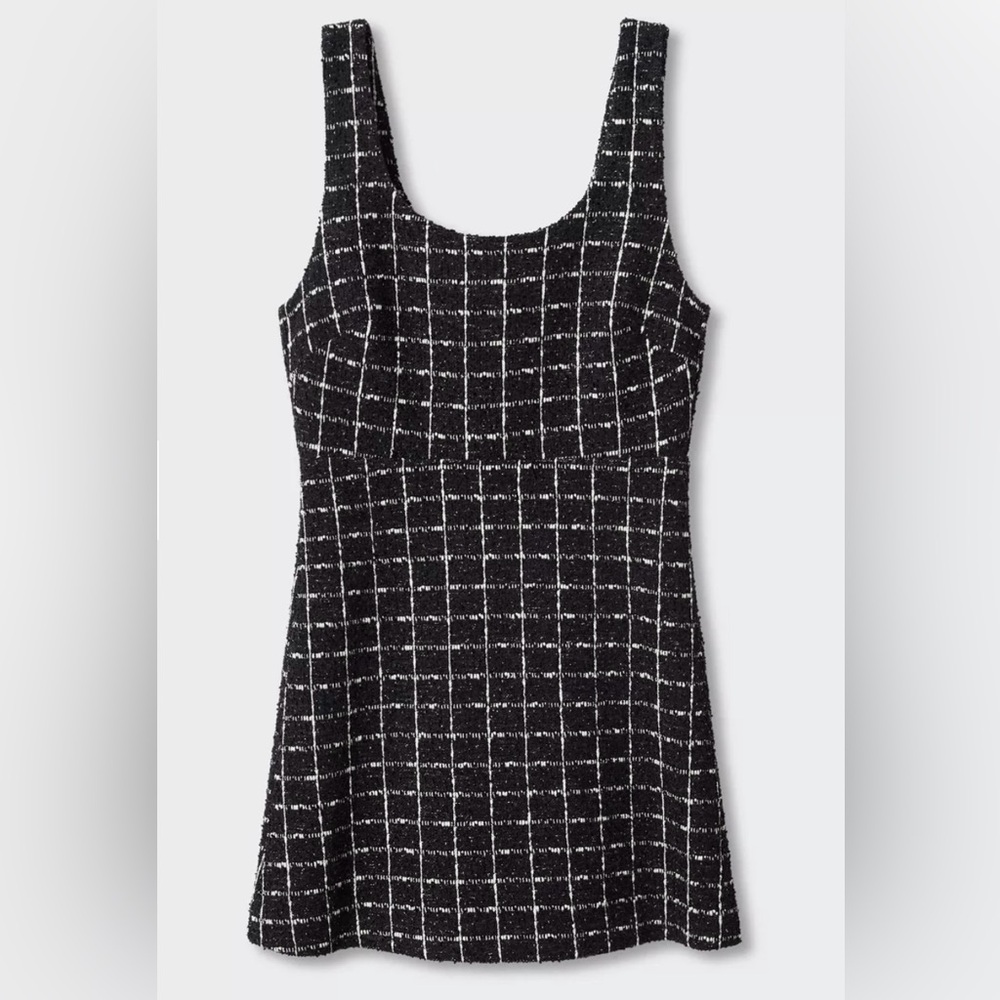 Mango Plaid Tweed Knit Mini Dress- New without Tag!